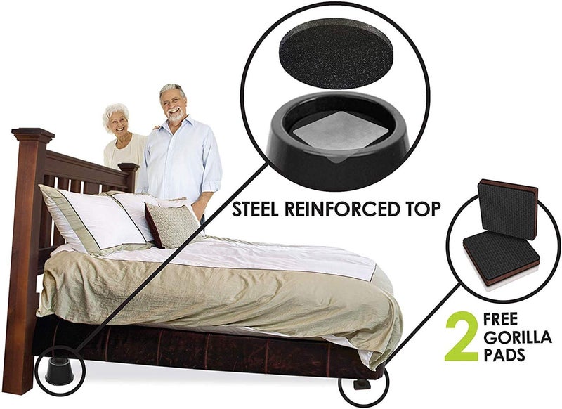 Slipstick رافعات سرير Slipstick CB676 بارتفاع 3 بوصات لتخفيف ارتجاع الحمض، والألم، والتنفس (مجموعة من 2 رافعة طبية و2 GorillaPads) ترفع/ترتفع رأس السرير - Image 2